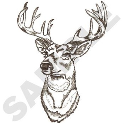 Whitetail Deer Head Machine Embroidery Design