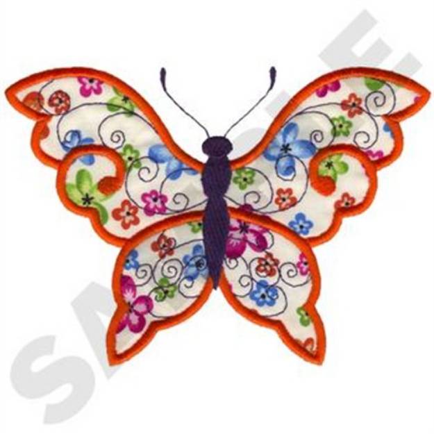 Picture of Swirl Butterfly Applique Machine Embroidery Design