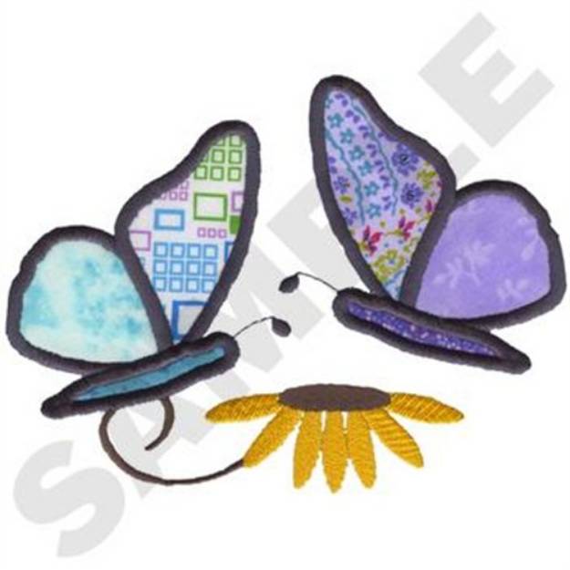 Picture of Butterflies Applique Machine Embroidery Design