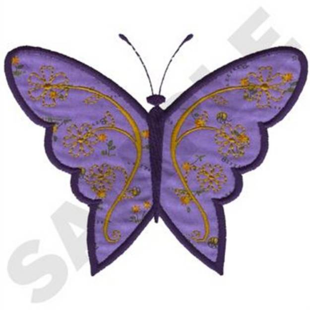 Picture of Floral Butterfly Applique Machine Embroidery Design