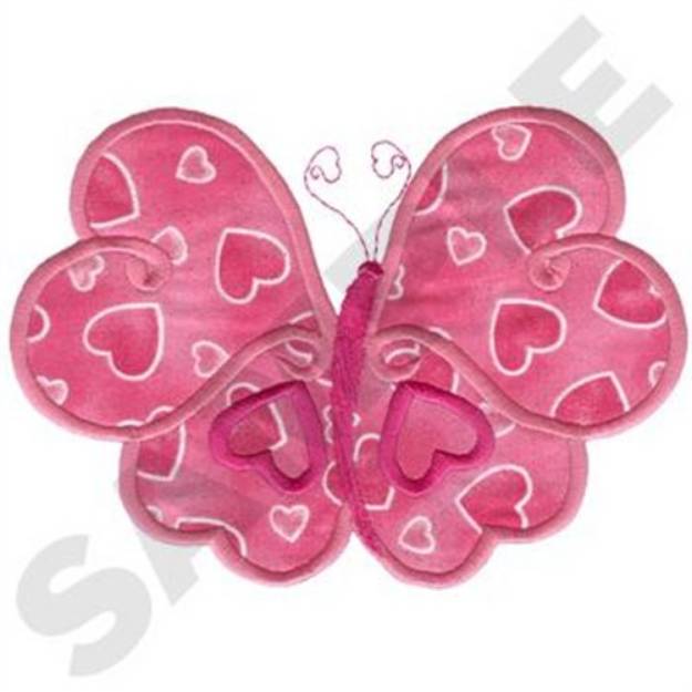 Picture of Heart Butterfly Applique Machine Embroidery Design