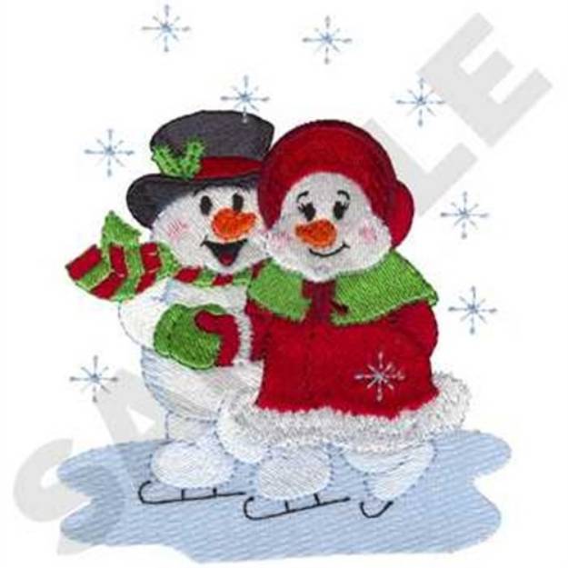 Picture of Snow Couple Ice Skating Machine Embroidery Design