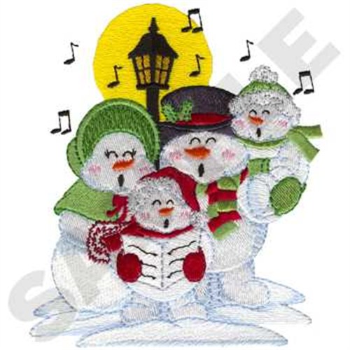 Snow Family Caroling Machine Embroidery Design