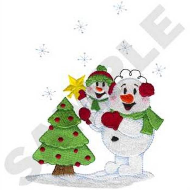 Picture of Snowman and Tree Machine Embroidery Design