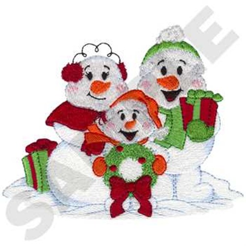 Snowman Family Machine Embroidery Design