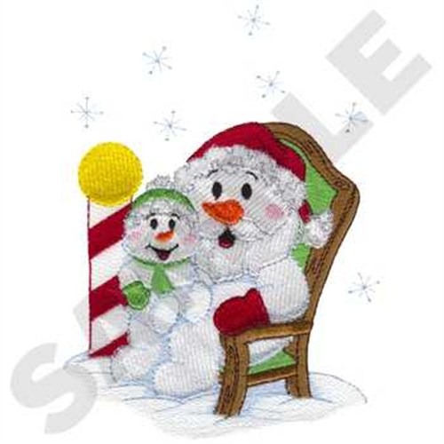 Santa & Snow Child Machine Embroidery Design