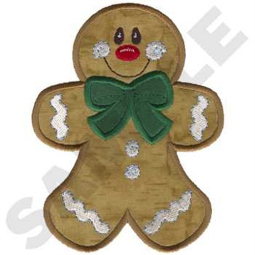 Gingerbread Man Applique Machine Embroidery Design