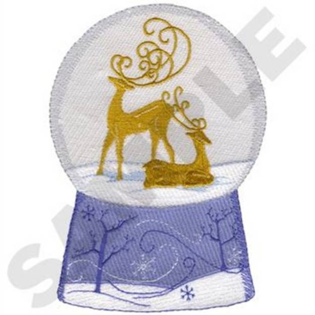 Picture of Reindeer Snow Globe Machine Embroidery Design