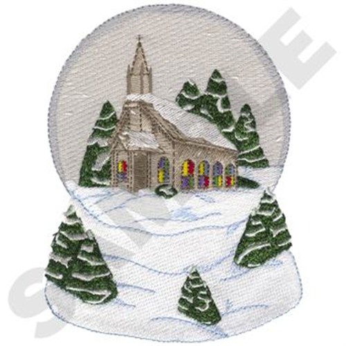 Church Snow Globe Machine Embroidery Design