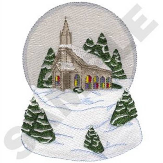 Picture of Church Snow Globe Machine Embroidery Design