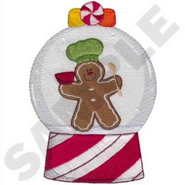 Picture of Gingerbread Man Snow Globe Machine Embroidery Design
