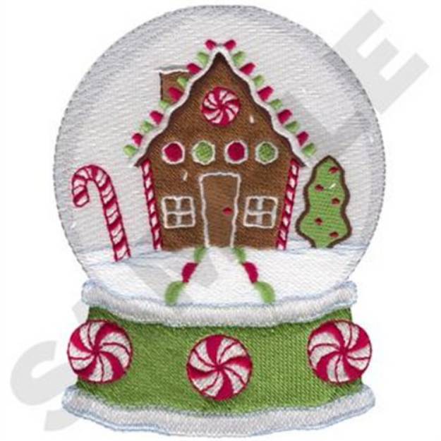 Picture of Gingerbread House Snow Globe Machine Embroidery Design