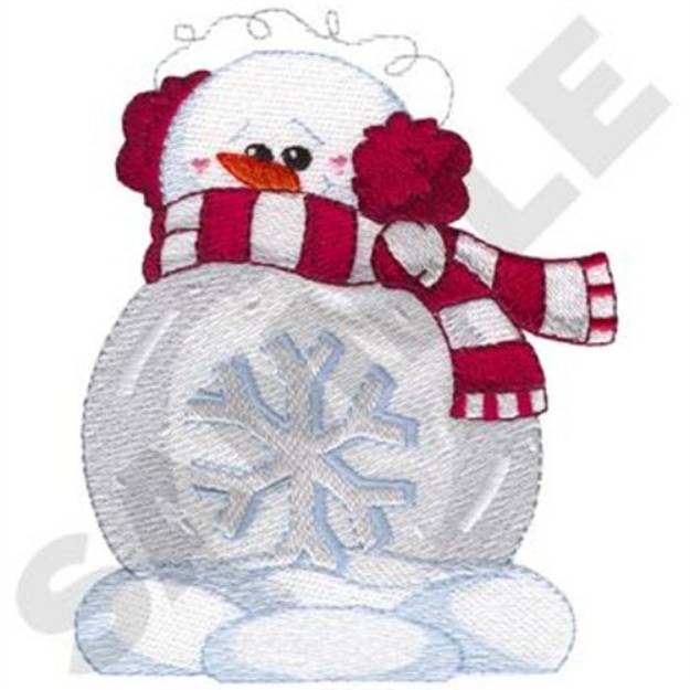 Picture of Snowman W/Snowflake Snow Globe Machine Embroidery Design