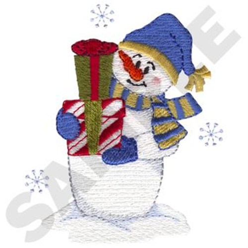 Snowman W/Gifts Machine Embroidery Design