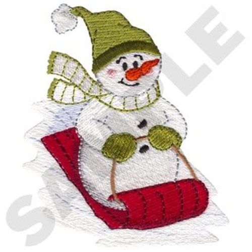 Snowman Sledding Machine Embroidery Design