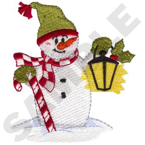 Snowman W/Lantern Machine Embroidery Design