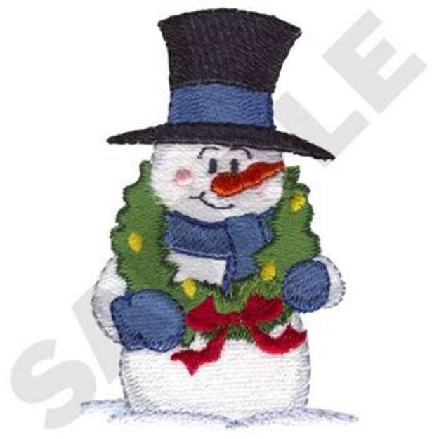 Picture of Snowman W/wreath Machine Embroidery Design
