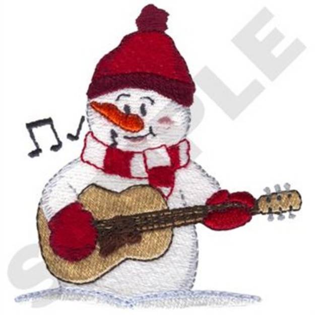 Picture of Snowman W/Guitar Machine Embroidery Design