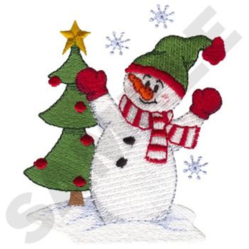 Snowman W/Tree Machine Embroidery Design