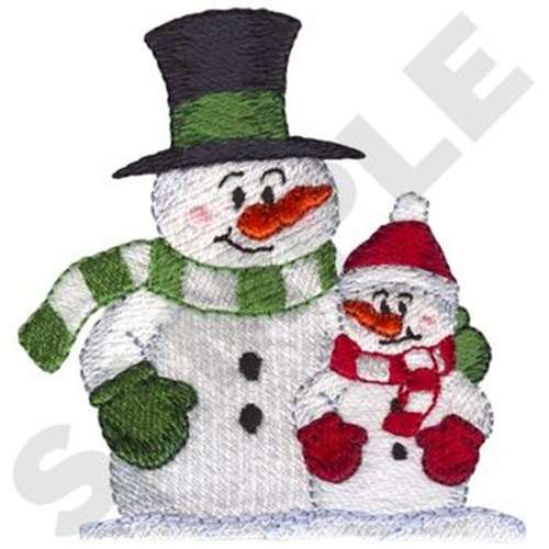 Snowman W/Little One Machine Embroidery Design