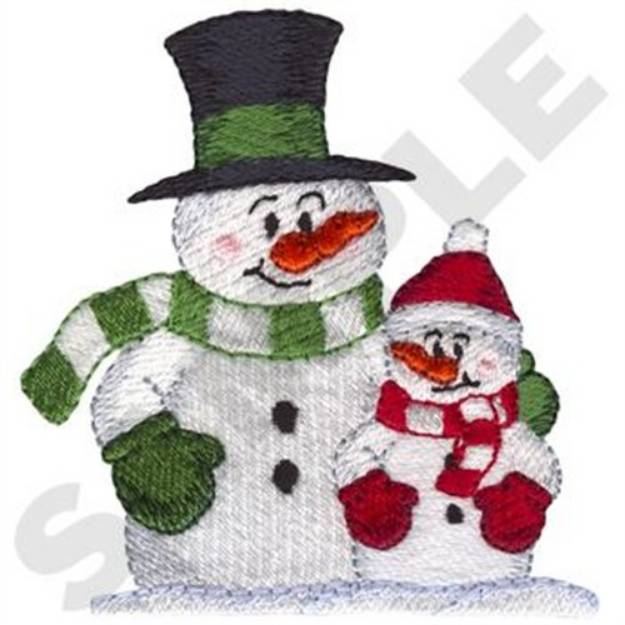 Picture of Snowman W/Little One Machine Embroidery Design