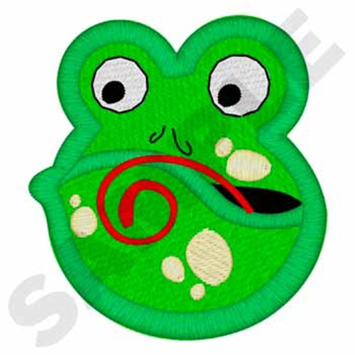 Green Frog Head Machine Embroidery Design