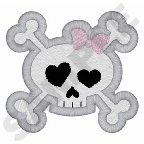 Girly Skull Machine Embroidery Design