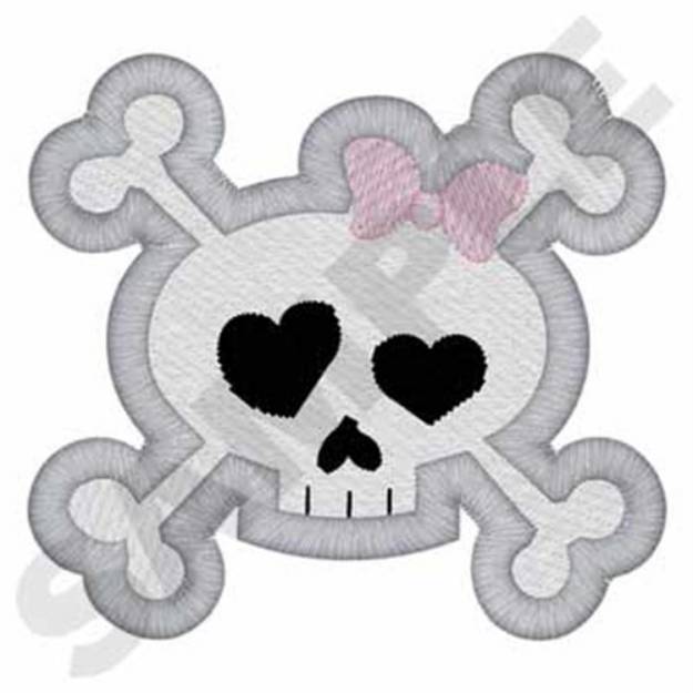 Picture of Girly Skull Machine Embroidery Design