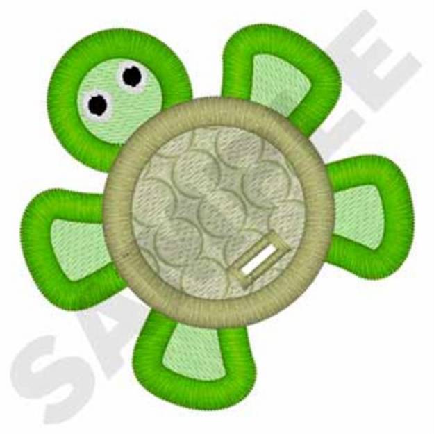 Picture of Green Turtle Tag Machine Embroidery Design