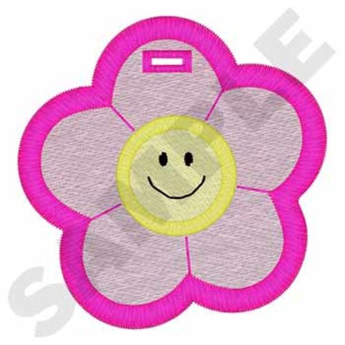 Happy Face Flower Tag Machine Embroidery Design