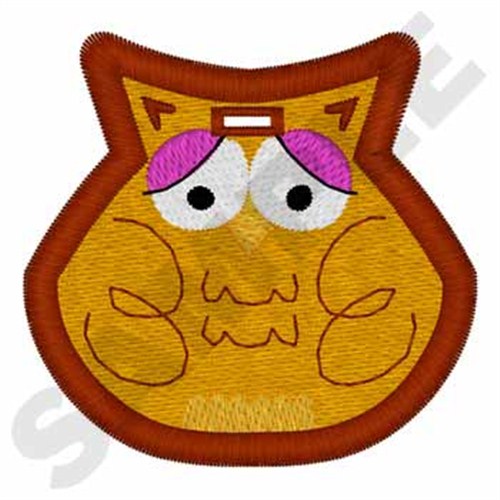 Gold Owl Tag Machine Embroidery Design