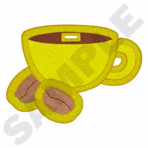 Coffee Cup Tag Machine Embroidery Design