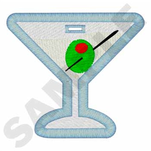 Martini Tag Machine Embroidery Design