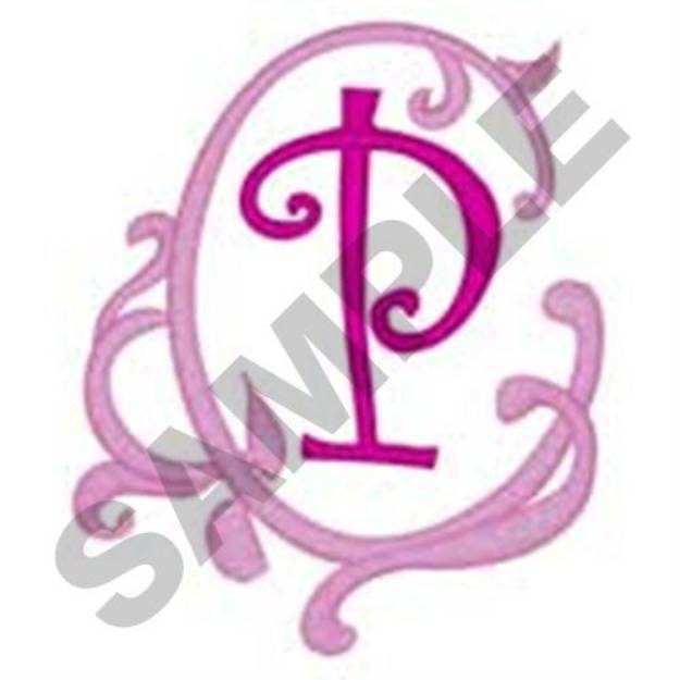 Picture of Pink Scroll P Machine Embroidery Design