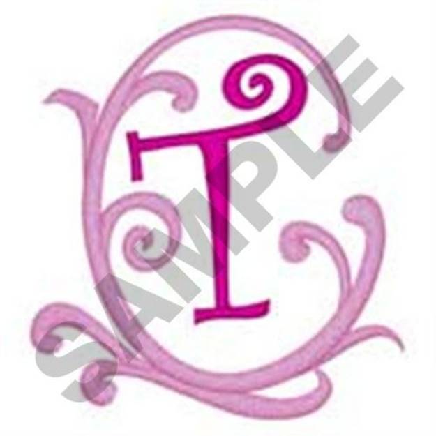 Picture of Pink Scroll T Machine Embroidery Design