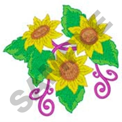 Sunflower Corner Accent Machine Embroidery Design