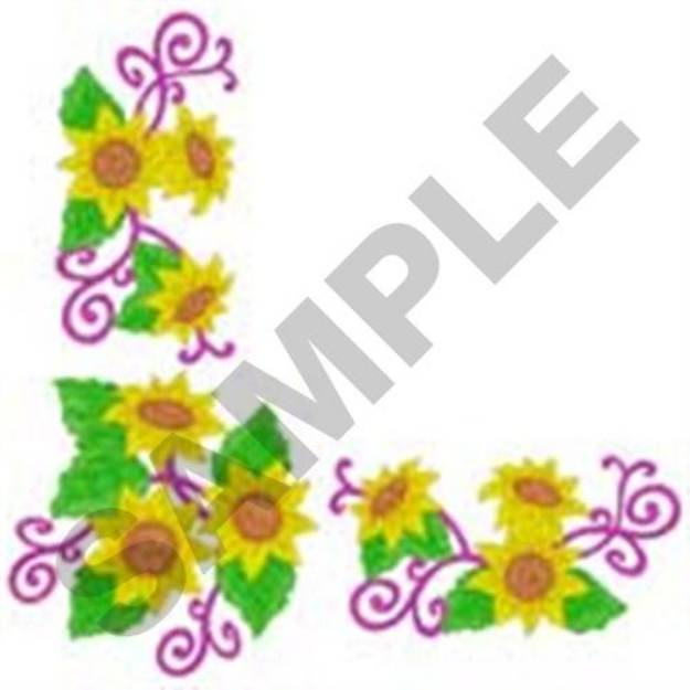 Picture of Tablecloth Sunflower Corner Machine Embroidery Design
