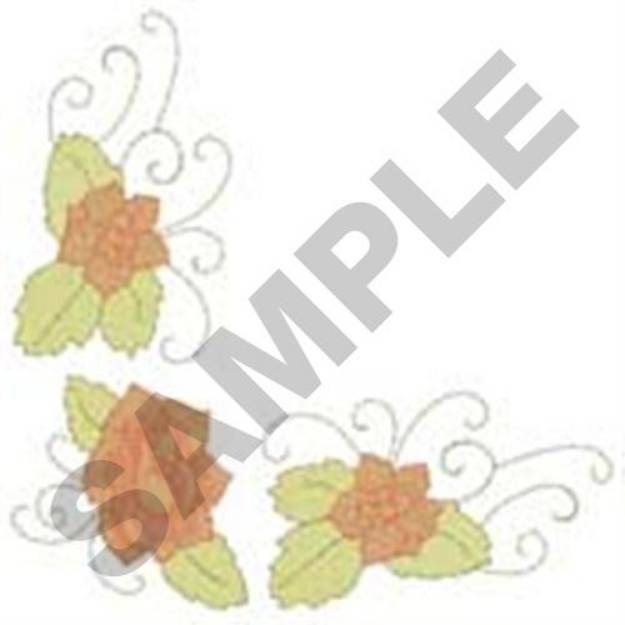 Picture of Napkin Rose Corner Machine Embroidery Design