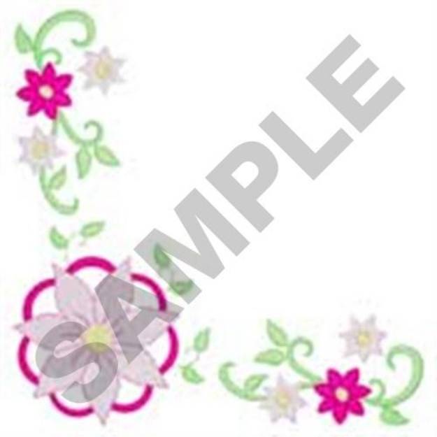 Picture of Napkin Flower Corner Machine Embroidery Design