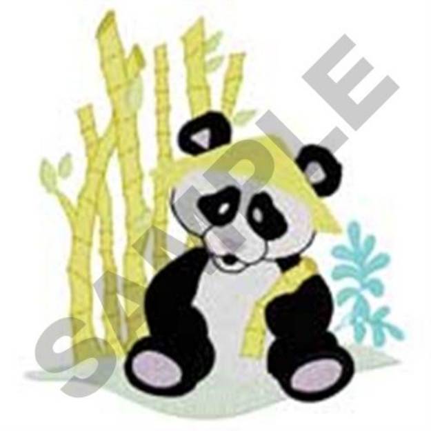 Picture of Panda with Bamboo Machine Embroidery Design