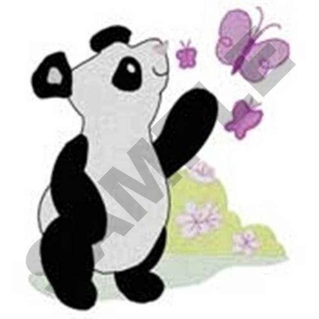 Picture of Panda with Butterflies Machine Embroidery Design