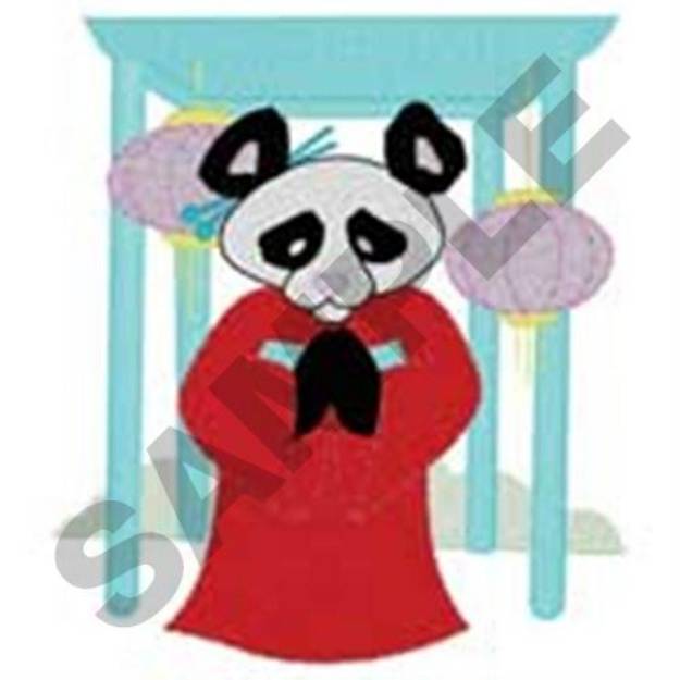 Picture of Geisha Panda with Lanterns Machine Embroidery Design
