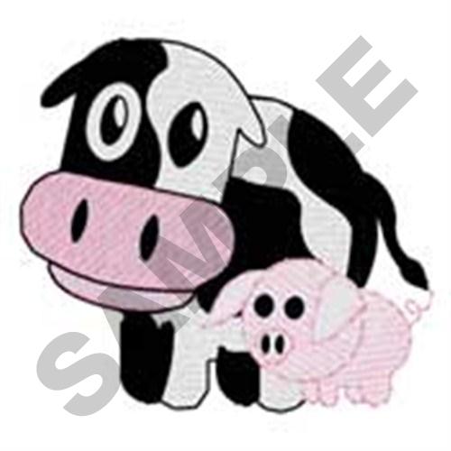 Calf & Piggy Accent Machine Embroidery Design