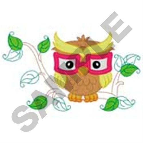 Owl on Branch Machine Embroidery Design