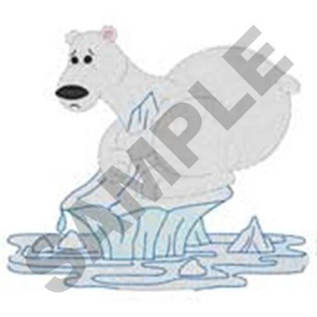 Picture of Polar Bear On Iceberg Machine Embroidery Design
