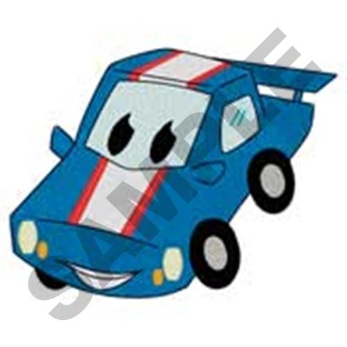 Smiling Race Car Machine Embroidery Design