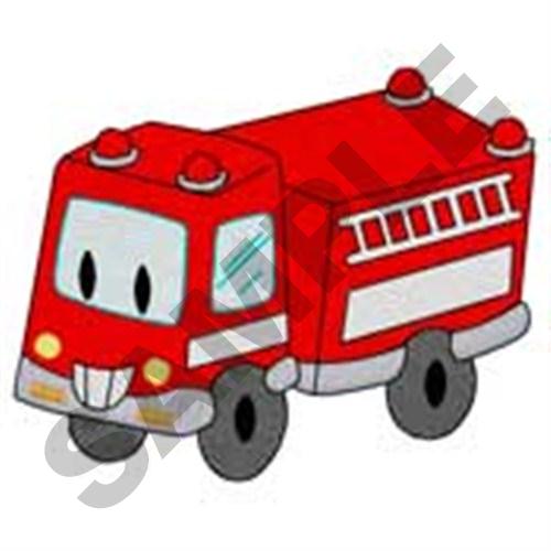 Smiling Fire Truck Machine Embroidery Design