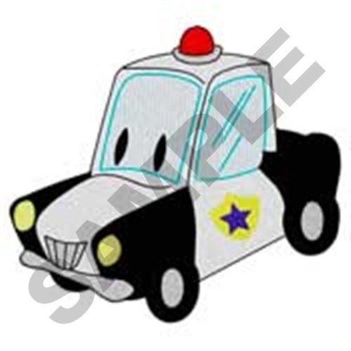 Smiling Police Car Machine Embroidery Design