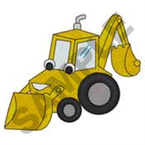 Smiling Backhoe Machine Embroidery Design