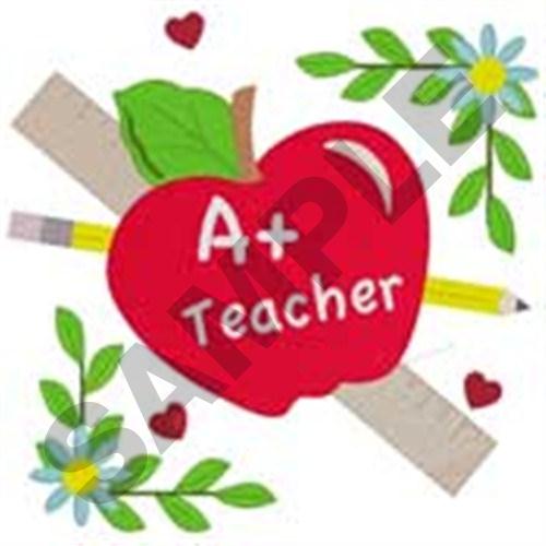 A+ Teacher Square Machine Embroidery Design